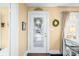 Charming entryway with a decorative glass door, hardwood floors, and a cozy atmosphere at 251 E South St, Franklin, IN 46131