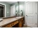 Inviting bathroom with a spacious vanity, ample mirror, and fresh green towels, providing comfort and style at 3393 Paisley Pointe, Whitestown, IN 46075