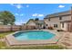 Backyard features in-ground pool, patio area, wooden fence and lush landscaping at 4545 W 200 S, Lebanon, IN 46052