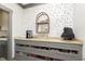 Functional coffee bar with mushroom wallpaper, ample storage, and countertop at 5679 S 675 W, New Palestine, IN 46163