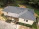 An aerial view displays a charming home with a covered front porch and a well-maintained roof at 5820 Bonnie Brae St, Indianapolis, IN 46228