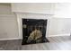 Basement fireplace with black marble and a gold screen at 8075 N Cardinal W Cv, Indianapolis, IN 46256