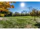 Backyard view with lush green lawn, trees and a blue sky at 1513 Tottenham Dr, Danville, IN 46122