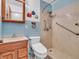 This bathroom features grab bars in the shower, a toilet with a bidet, and a vintage sink at 1816 N Moreland Ave, Indianapolis, IN 46222