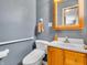 This half bathroom features a wood vanity and a modern toilet at 1816 N Moreland Ave, Indianapolis, IN 46222