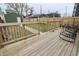 Cozy backyard featuring a spacious wooden deck, perfect for outdoor relaxation and entertaining with a wooden fence and green grass at 249 E Minnesota St, Indianapolis, IN 46225