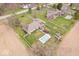High aerial view showcasing a beautiful home with an in-ground pool and an expansive, well-maintained backyard at 4223 W State Road 234, McCordsville, IN 46055