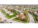 Aerial view of the home's neighborhood with mature trees and well-maintained lawns at 448 Yorktown Ln, Avon, IN 46123