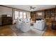 Cozy living room with large windows, comfortable seating, and a fireplace with custom shelving at 4777 Madras Ct, Zionsville, IN 46077