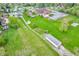 Expansive aerial shot of the property featuring a well-maintained lawn, buildings, and surrounding neighborhood at 5301 Old Smith Valley Rd, Greenwood, IN 46143