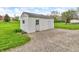 Outbuilding with siding and roof, accompanied by gravel parking and grass; a useful addition at 5301 Old Smith Valley Rd, Greenwood, IN 46143