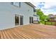 A spacious wooden deck with sliding glass doors invites easy indoor-outdoor living and entertaining at 5301 Old Smith Valley Rd, Greenwood, IN 46143