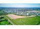 Aerial view of a community with large pond and single-Gathering homes at 5839 Altar Bell Cir, Greenwood, IN 46143
