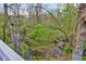 Creek view from a back porch of the lush trees and foliage surrounding the property at 8695 Shoe Overlook Dr, Fishers, IN 46038