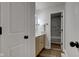 Recently updated bathroom with modern vanity and tub with marble surround at 8695 Shoe Overlook Dr, Fishers, IN 46038