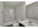 Full bathroom featuring a shower and tub, plus single sink vanity with mirror at 8961 Fitzgerald Dr, Indianapolis, IN 46239