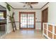 Dining room showcases hardwood doors, decor, and a view to the backyard at 918 N 700 W, Greenfield, IN 46140