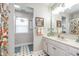 Well-lit bathroom with white vanity and colorful accents, offering a refreshing and vibrant space at 10518 Greenway Dr, Fishers, IN 46037
