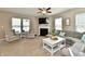 Comfortable living room with a fireplace, large sectional sofa, and bright windows at 1291 Timber Bluff Rd, Westfield, IN 46074