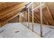 Bright unfinished attic space with exposed wood beams, perfect for storage or future expansion at 1417 Sturm Ave, Indianapolis, IN 46201