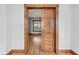 A classic wooden sliding door enhances the home's charm at 1417 Sturm Ave, Indianapolis, IN 46201