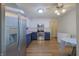 Spacious kitchen features stainless steel appliances and stylish two-tone cabinetry at 2390 Lakecrest Dr, Columbus, IN 47201