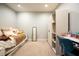 Bedroom featuring a white metal bed frame, large closet, a desk with a blue chair at 2932 Camden Ct, Greenwood, IN 46143