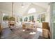 Bright sunroom with many windows, hardwood floors, designer rug, modern light fixtures, and comfortable seating at 3165 Hazel Foster W Ct, Carmel, IN 46033