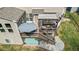 This aerial view highlights a two-story deck and beautiful landscaping at 4285 Nottinghill Dr, Avon, IN 46123
