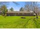 Large, green backyard with trees and a brick home at 5132 W Blue Bell Dr, New Palestine, IN 46163