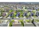 Aerial view showcasing the neighborhood street and the well-maintained homes at 11741 Langham Crescent Ct, Fishers, IN 46037