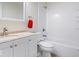 Clean bathroom features a vanity with sink, toilet, and bathtub with a shower at 12527 Saksons Blvd, Fishers, IN 46038
