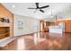 Open-concept space showing the living room, dining area, and kitchen at 12527 Saksons Blvd, Fishers, IN 46038