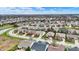 High angle image of a peaceful neighborhood with green spaces, manicured lawns, and well-maintained houses under a blue sky at 14019 Colville Cir, Carmel, IN 46033
