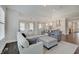 Open concept living room with plenty of seating and an easy transition to the kitchen and dining area at 1472 Windpump Way, Carmel, IN 46280