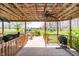 A backyard deck featuring a ceiling fan and outdoor kitchen amenities and an open view at 16471 E 196Th St, Noblesville, IN 46060