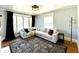 A charming living room featuring natural light, a comfortable L-shaped sofa, area rug and a vintage aesthetic at 4029 W Fairview Rd, Greenwood, IN 46142