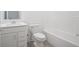 Clean bathroom with white vanity, toilet, and tub/shower combo at 714 Faudree Dr, Westfield, IN 46074