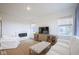 Modern living room featuring a cozy fireplace, media center, and white seating at 714 Faudree Dr, Westfield, IN 46074