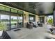 Inviting outdoor patio with brick columns, comfortable seating, and serene views of the water at 725 Meadowbrook Ln, Franklin, IN 46131