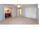 Bedroom with ensuite bathroom, closet, ceiling fan and neutral colors at 7260 Marla Dr, Indianapolis, IN 46256