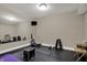 Home gym featuring a rowing machine, weights, and a full-length mirror at 8734 Blue Marlin Dr, Indianapolis, IN 46239