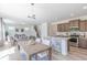 Open layout connecting kitchen and dining area with modern finishes and ample seating at 1038 Stubble Run, Danville, IN 46122