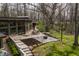 Outdoor patio with a firepit and outdoor furniture, next to a green lawn at 123 W 81St St, Indianapolis, IN 46260