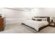 Bright bedroom with plush carpeting, a large bed, modern dresser, and minimalist decor at 123 W 81St St, Indianapolis, IN 46260