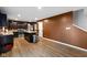 Contemporary kitchen with dark cabinetry, stainless steel appliances, and granite countertops at 13820 N Cardonia Dr, Camby, IN 46113
