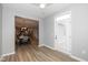 Bright dining area features wood floors, access to backyard, and views of the kitchen at 1468 Lexington Trl, Greenfield, IN 46140
