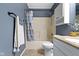The bathroom features a shower and tub combination, along with tiled flooring at 1517 Citation N Cir, Lebanon, IN 46052