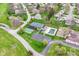 Aerial view of community amenities featuring tennis courts, a playground, a pool, and ample parking space at 18009 Sun Ridge Cir, Noblesville, IN 46062