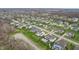 Community aerial view showcasing the neighborhood's pond, clubhouse, and surrounding natural beauty at 3665 Conifer Dr, Zionsville, IN 46077